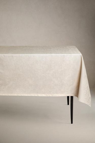 RESIN-COATED COTTON TABLECLOTH - Beige by Zara