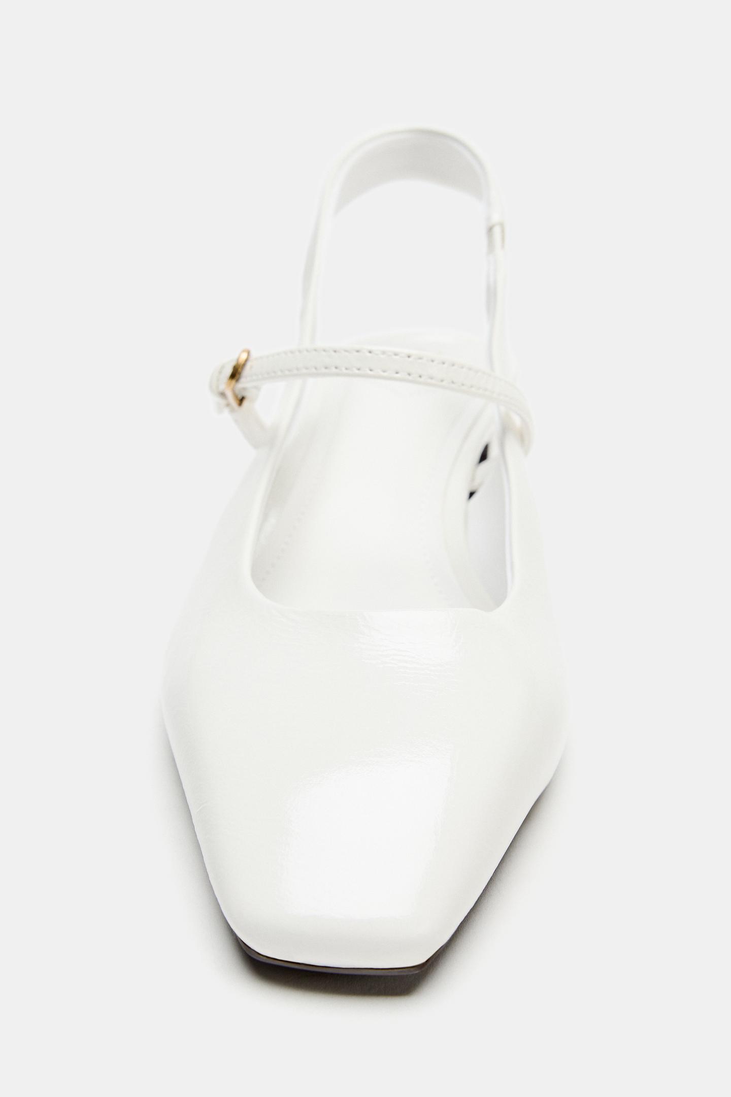 Женские туфли Zara Leather Slingback, цвет: Белый — фото 6