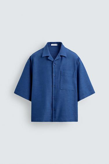 CAMISA BOXY FIT ESTRUCTURA - Azulón de Zara