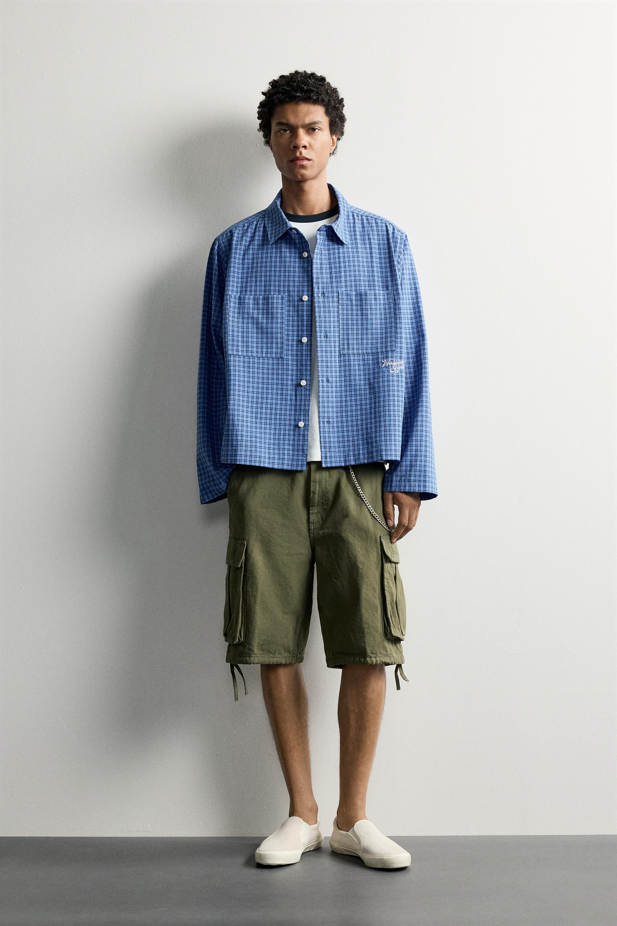 CHEMISE À CARREAUX BRODERIE CONTRASTE