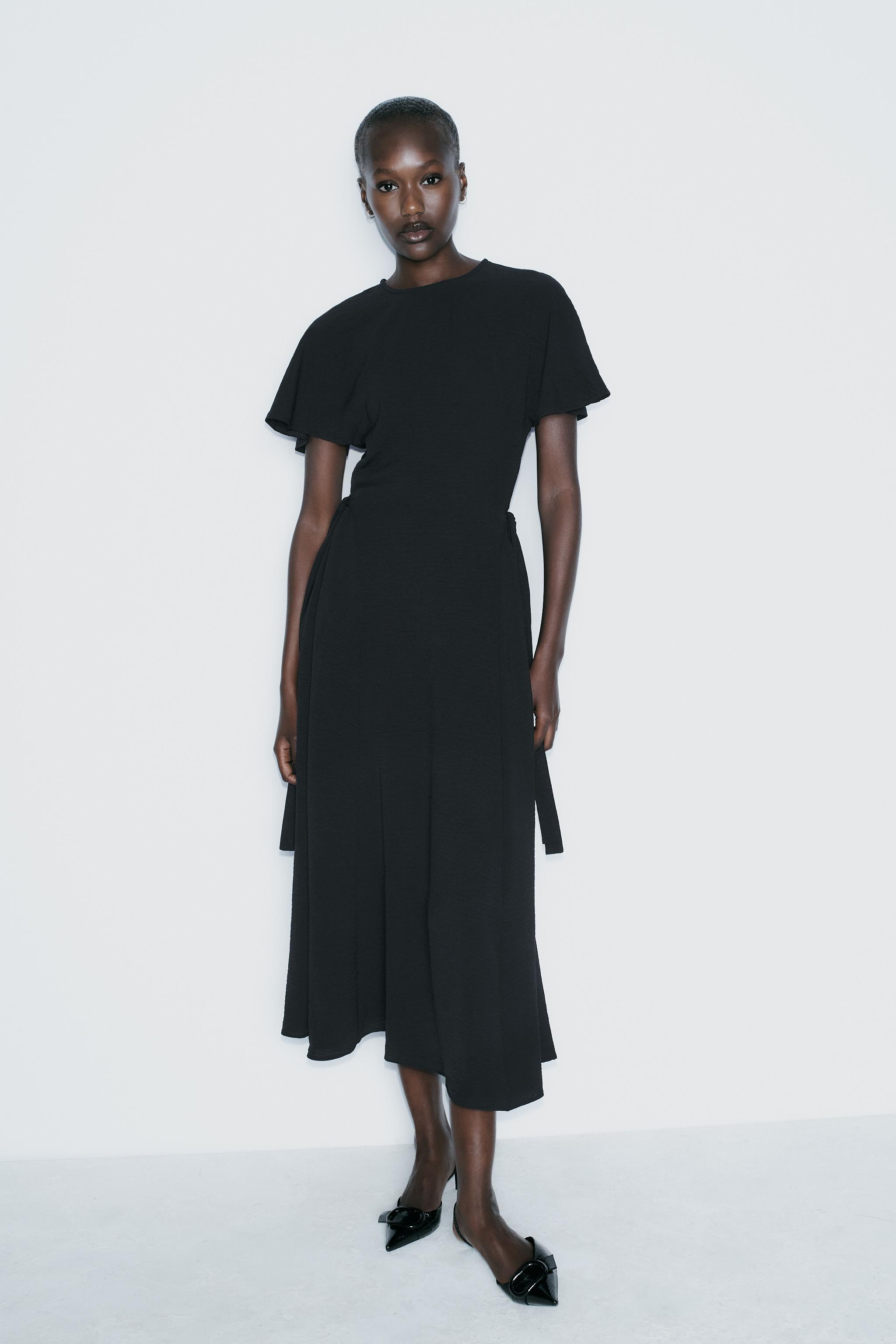 ROBE MI LONGUE FLUIDE Noir ZARA Canada