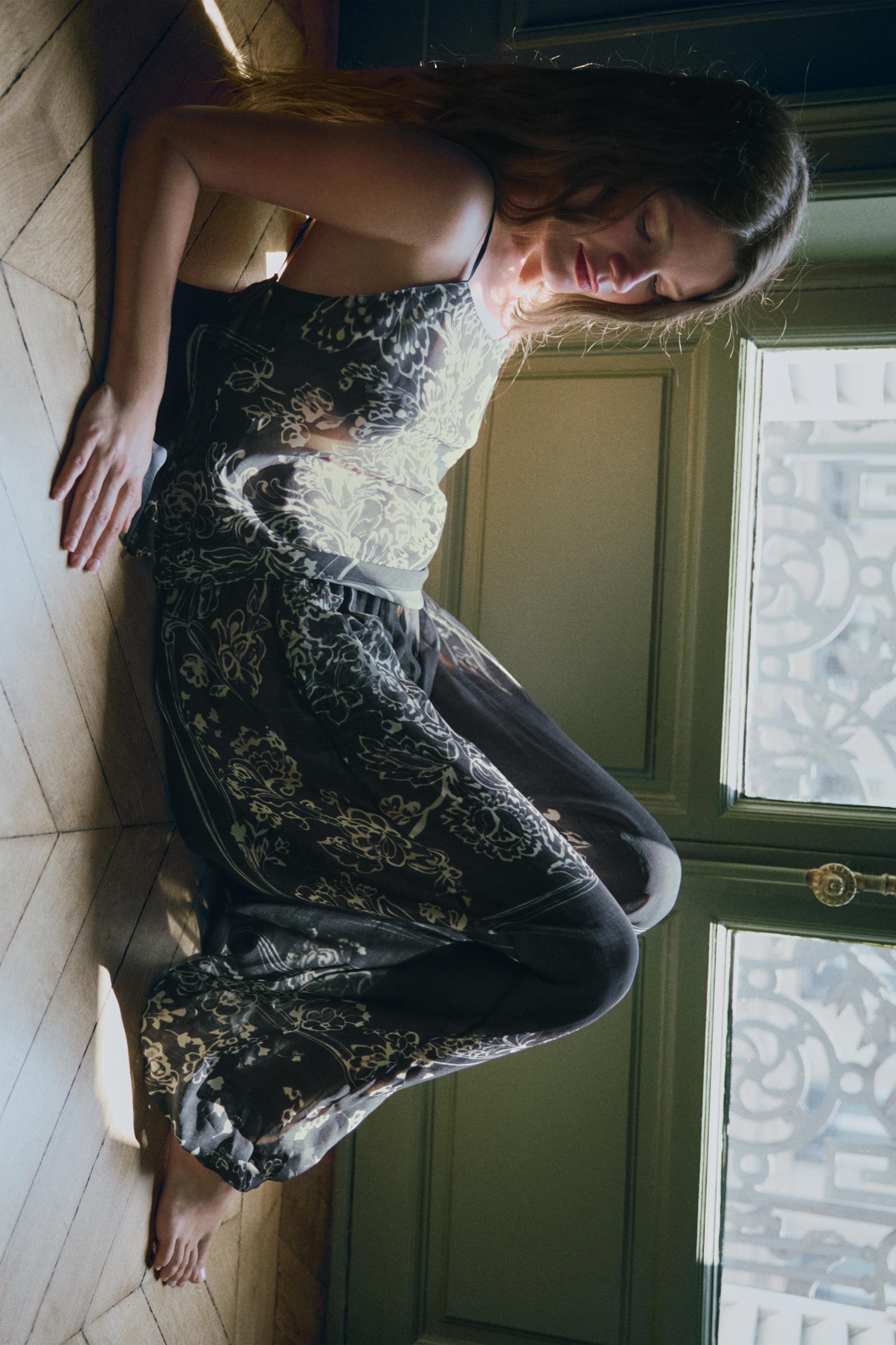 Zara Desenli Şalvar Pantolon görsel 6