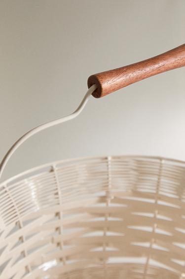 BASKET WITH WOODEN HANDLE - Cream by Zara - Image 2
