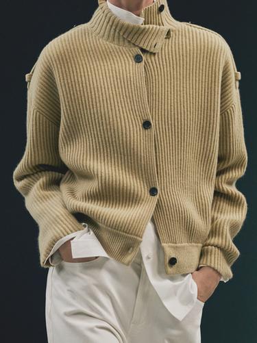 Zara 100% wool turtleneck cardigan - Olive green