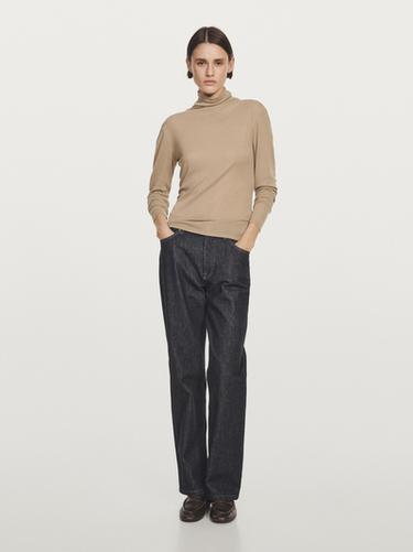 Zara Long sleeve lyocell and wool blend T-shirt - Beige marl