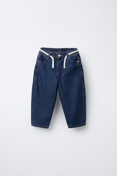 JEANS BAGGY RRIP - E kaltër e mesme nga Zara