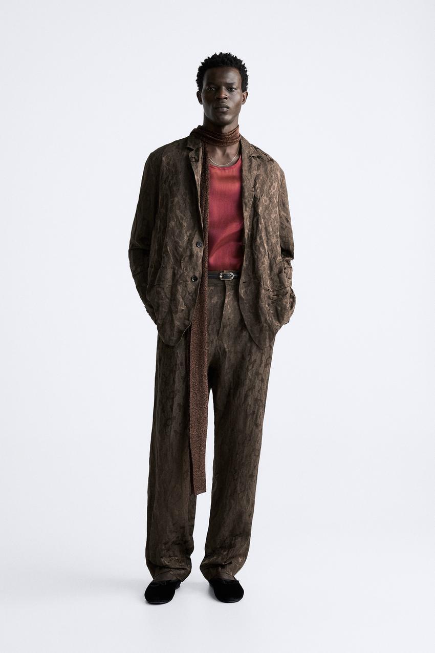 WRINKLED JACQUARD PANTS LIMITED EDITION - Brown