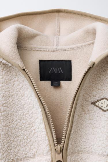 FAUX SHEARLING JACKET WITH HOOD - Ecru by Zara - Image 6