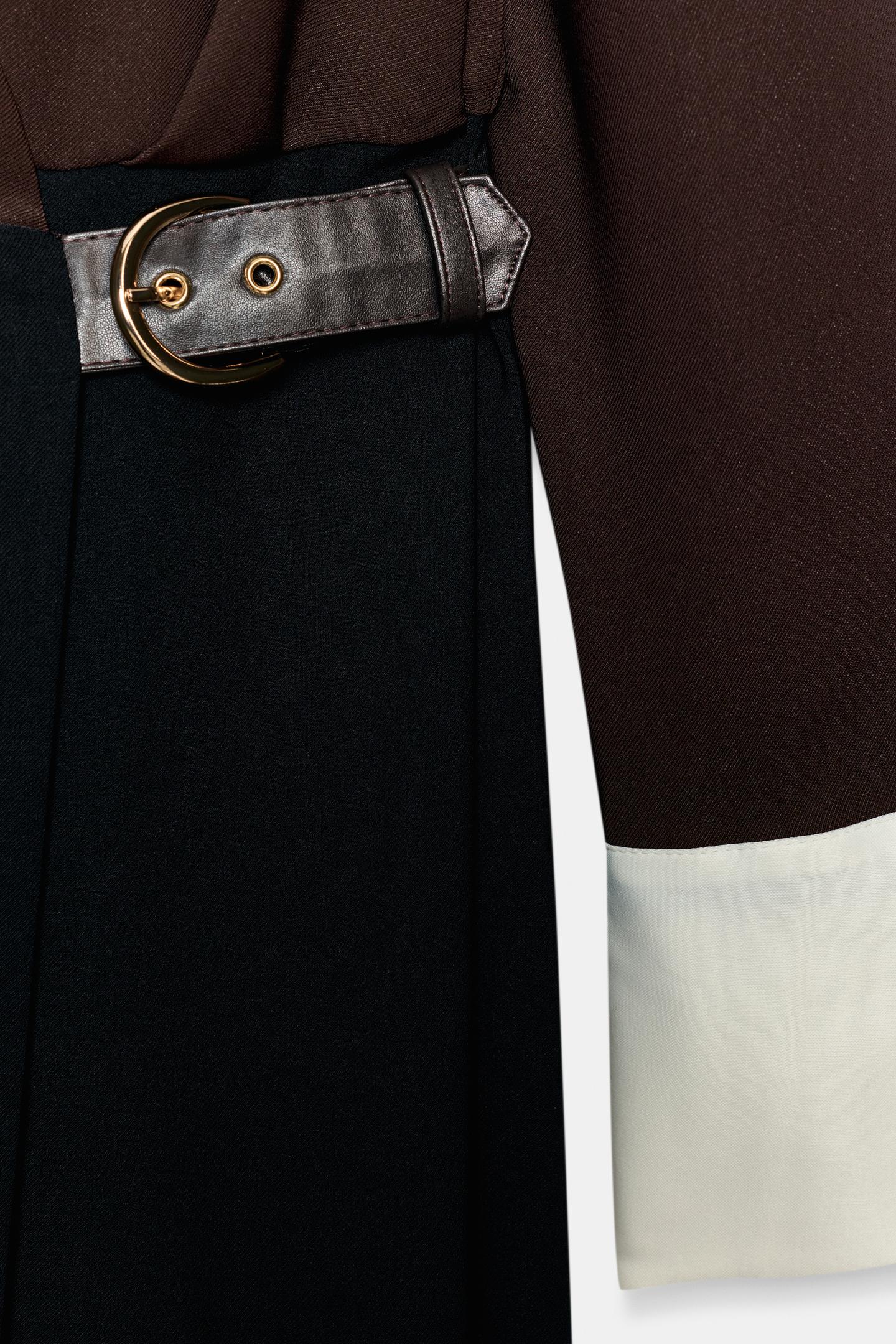 Женское платье Zara Combined Buckle MIDI, цвет: Коричневый — фото 10