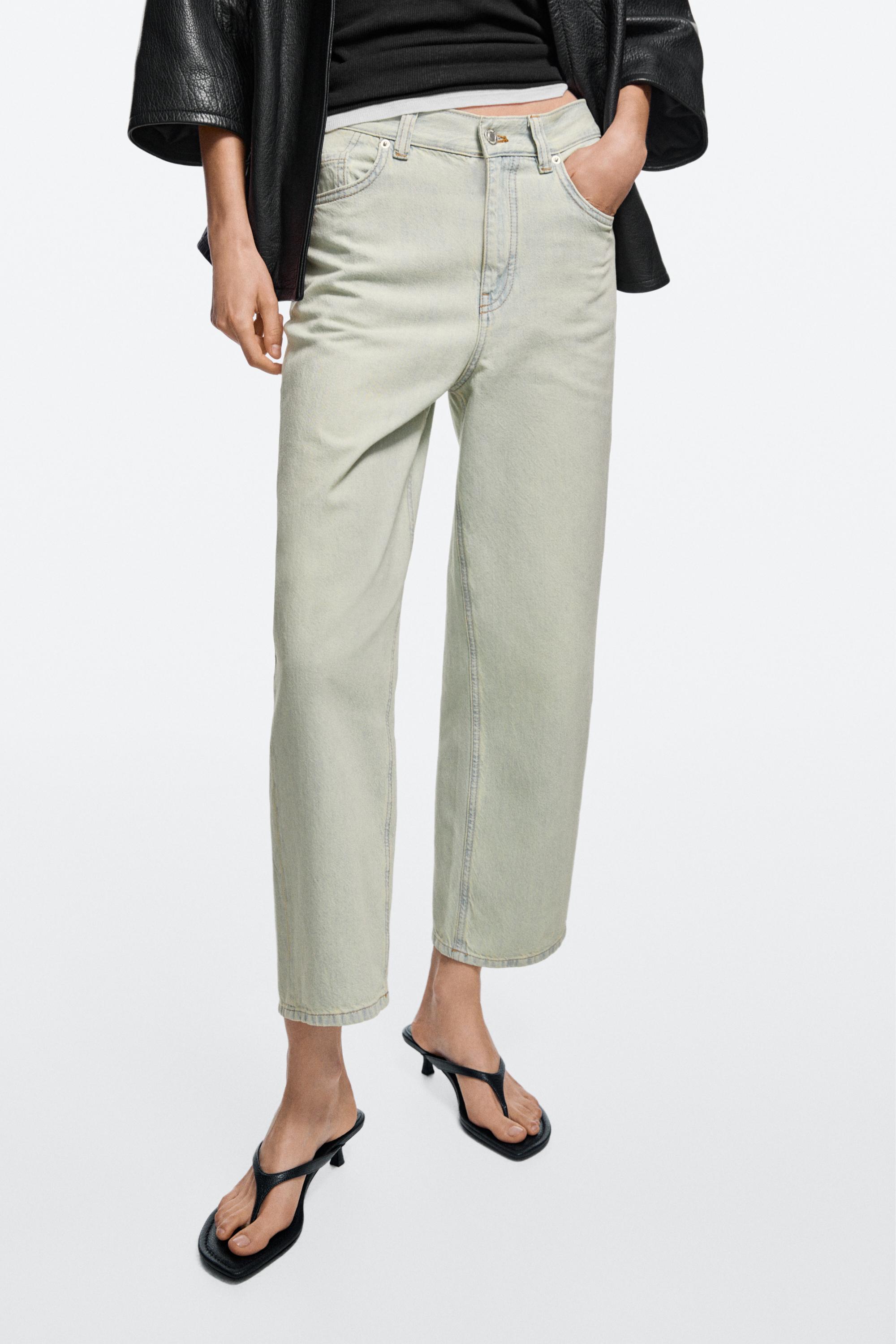 Mid-waist cropped wide-leg jeans — tundra