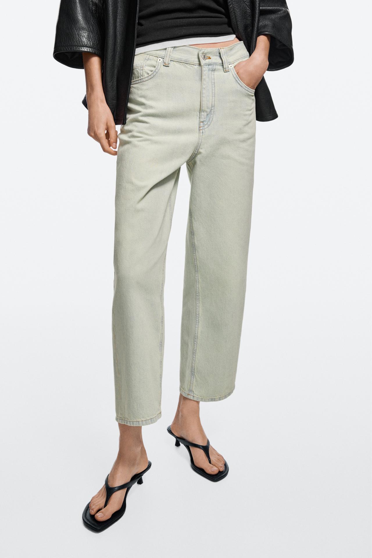 Mid-waist cropped wide-leg jeans — tundra