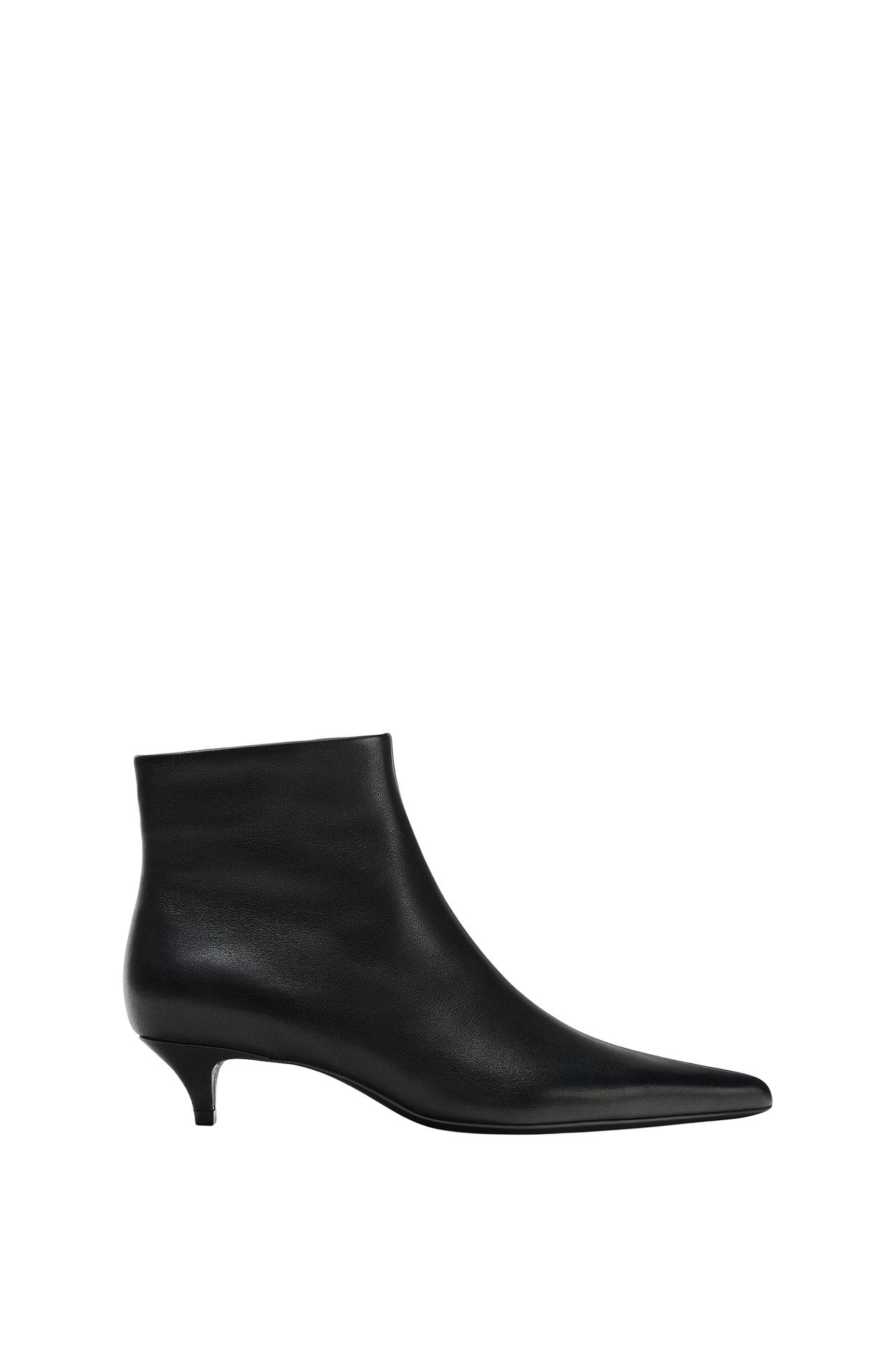 LEATHER KITTEN HEEL ANKLE BOOT