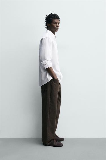 CHEMISE REGULAR FIT COTON-LIN - Blanc de Zara - Image 3