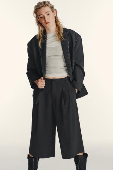 BERMUDAS ANCHAS PREGOS - Gris antracita de Zara