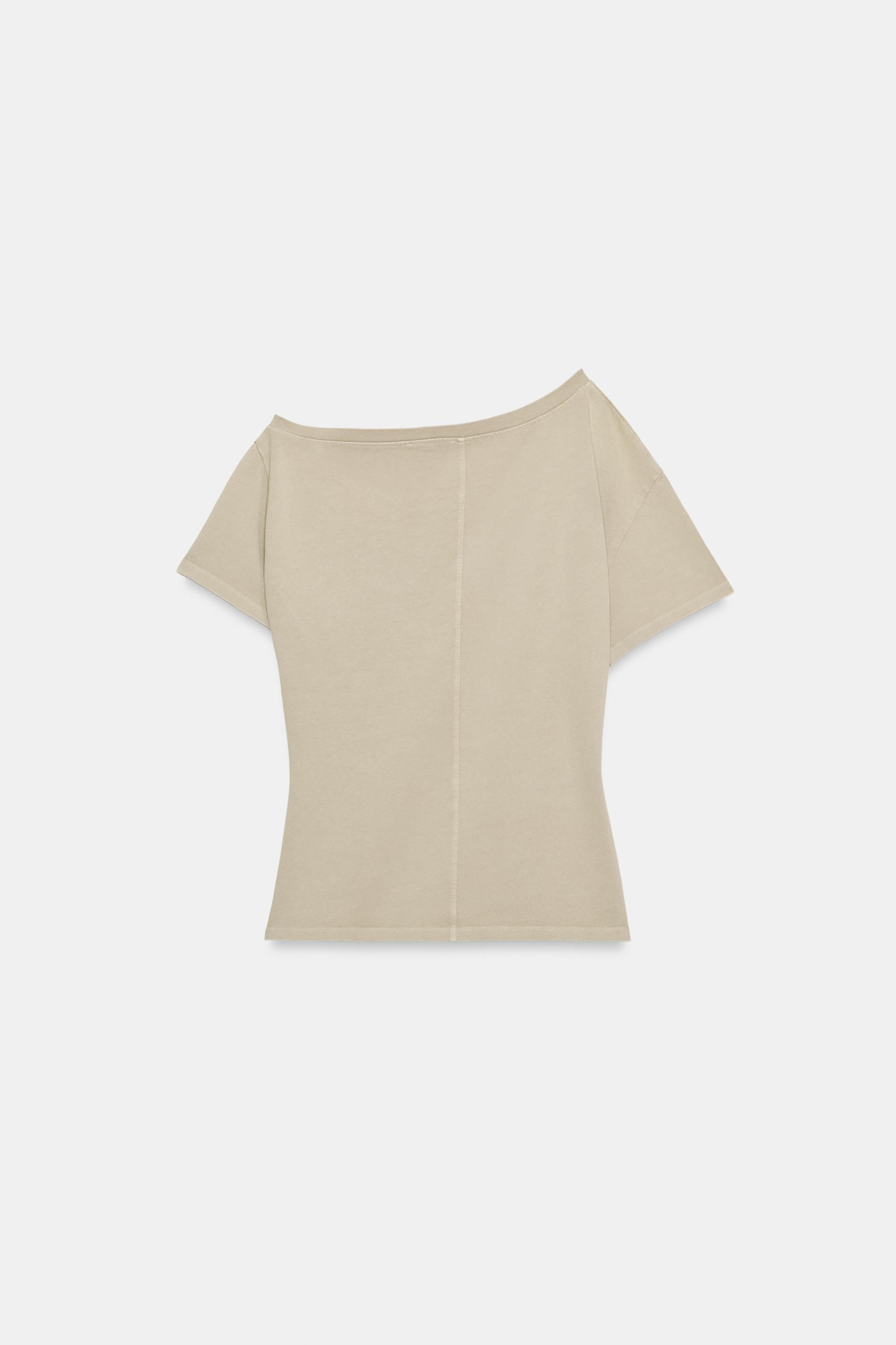 Женские футболки Zara SHORT SLEEVE HEAVY COTTON T-SHIRT — фото 6