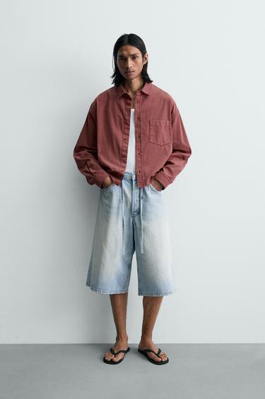 CHEMISE COUPE BOXY DÉLAVÉE - Rouge de Zara - Image 0