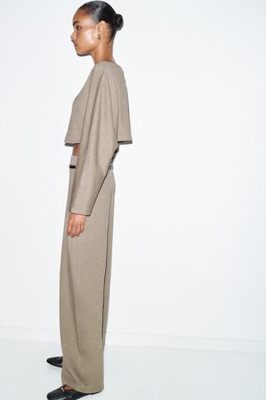 PANTALON PALAZZO AVEC CEINTURE - Beige de Zara - Image 4