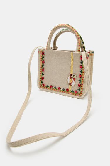 ÇANTË MINI ME RRUAZA - Shumëngjyrëshe nga Zara