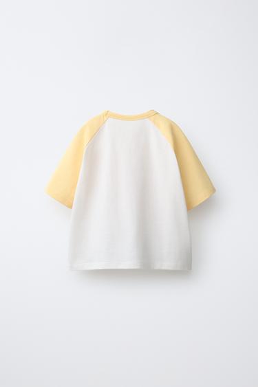 EMBROIDERED RAGLAN SLEEVE T-SHIRT - Yellow by Zara - Image 1