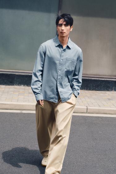 Zara 水洗飄逸襯衫 - 藍色