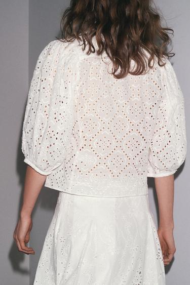 ZW COLLECTION SHIRT WITH CUTWORK EMBROIDERY - White by Zara - Image 2