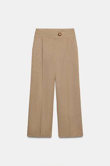 GOLD BUTTON WIDE-LEG TROUSERS - Sand by Zara - Image 6