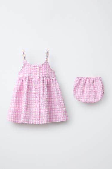 ROBE ET CULOTTE À CARREAUX TEXTURÉS - Mauve clair de Zara - Image 1