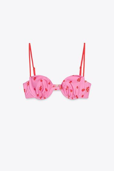 TOMATO PRINT UNDERWIRED BIKINI TOP - Fuchsia by Zara - Image 3