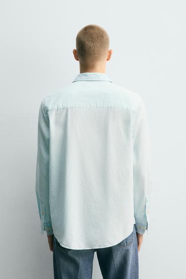 LIGHTWEIGHT COTTON DENIM SHIRT - Light blue by Zara - Image 2