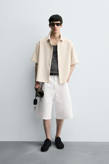 Zara INTERLOCK TEXTURED SHIRT - Oyster-white - Image 0