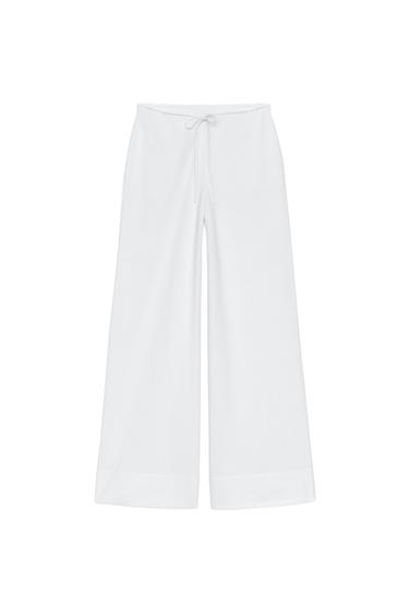 STRAIGHT-LEG COTTON TROUSERS - White by Zara