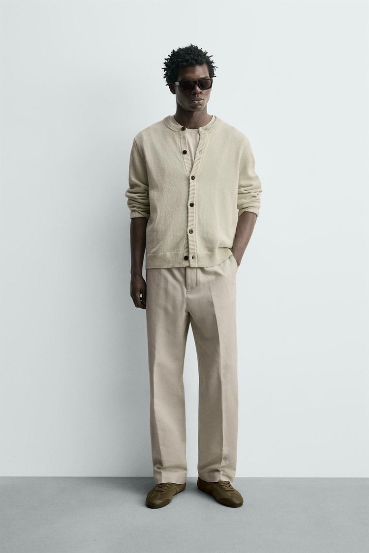 ZARA HEMP/COTTON STRAIGHT-LEG TROUSERS