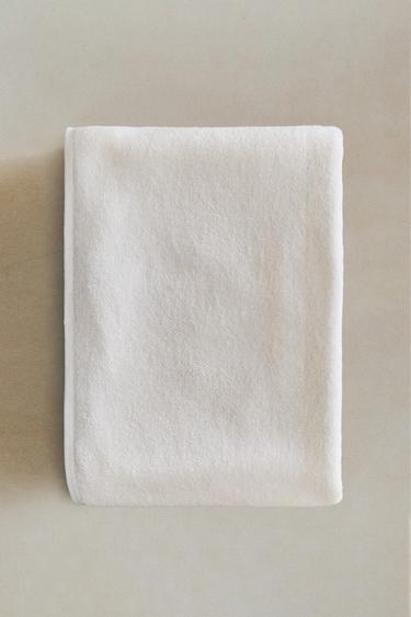 RICE STITCH COTTON BATH TOWEL - White by Zara