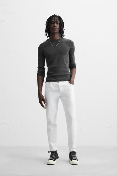 Zara SKINNY FIT CROPPED JEANS - White