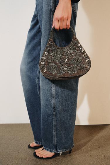 BEADED HANDBAG - Grey by Zara