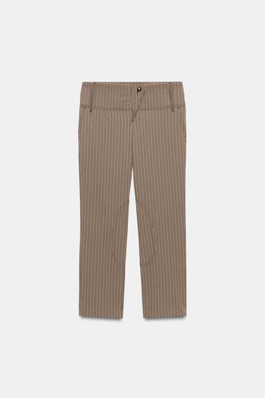 PANTALON CAPRI À RAYURES - Marron clair de Zara - Image 7