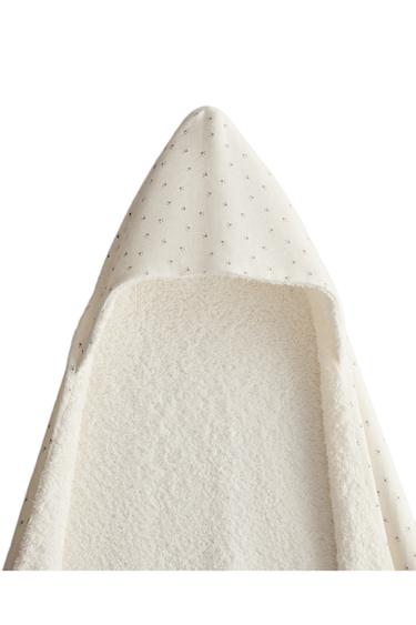 FLORAL MUSLIN HOODED BABY TOWEL - Ecru by Zara