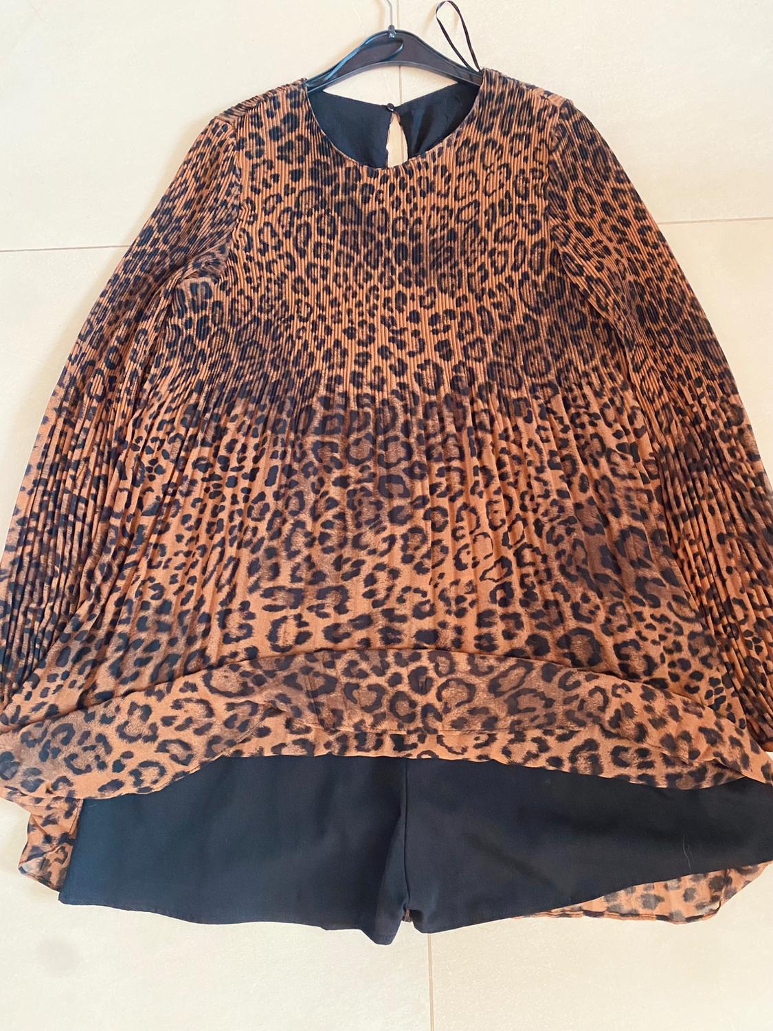 PLEATED ANIMAL PRINT PLAYSUIT DRESS - Image 6