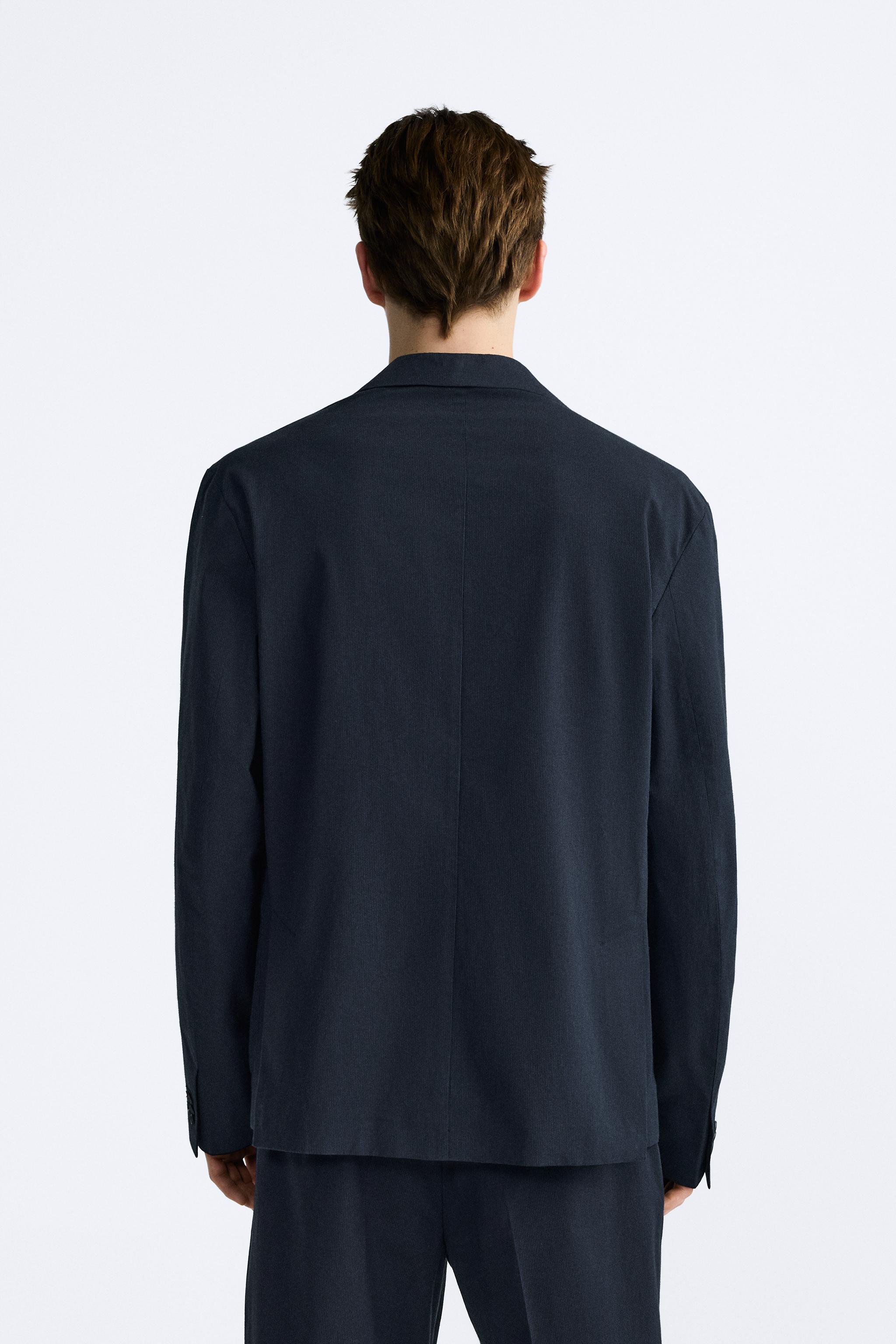 STRIPED SUIT JACKET - Navy blue | ZARA United States