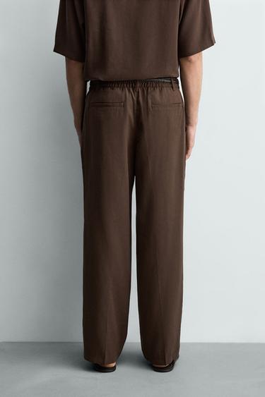 PANTALON FLUIDE COUPE DÉCONTRACTÉE À PLIS - Marron de Zara - Image 2