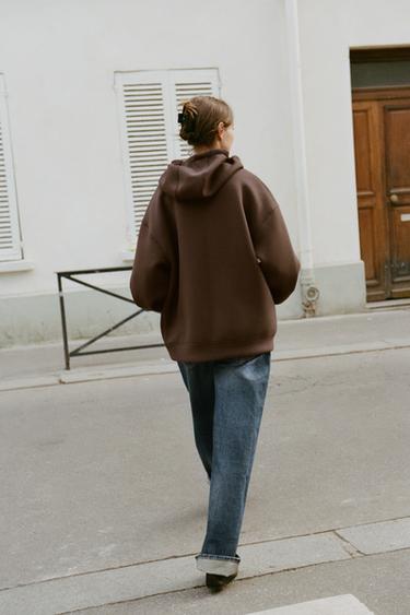 SWEAT À CAPUCHE AVEC CORDONS - Marron de Zara - Image 6