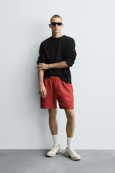 WASHED JOGGER BERMUDA SHORTS - Red by Zara