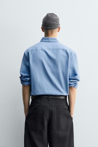 CHEMISE STRUCTURÉE OXFORD À POCHE - Bleu roi de Zara - Image 2