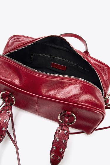 CRACKLED EFFECT BOWLING BAG - Red by Zara - Image 5
