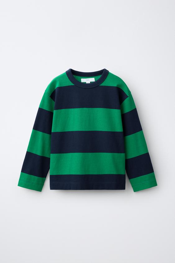 STRIPED HEAVYWEIGHT T-SHIRT - Green by Zara - Image 0