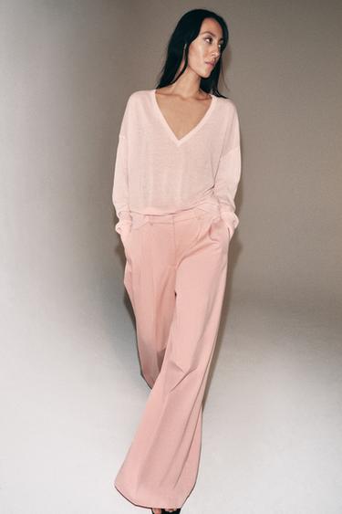 WIDE LEG PLOOIBROEK ZW COLLECTION - PASTELROZE van Zara