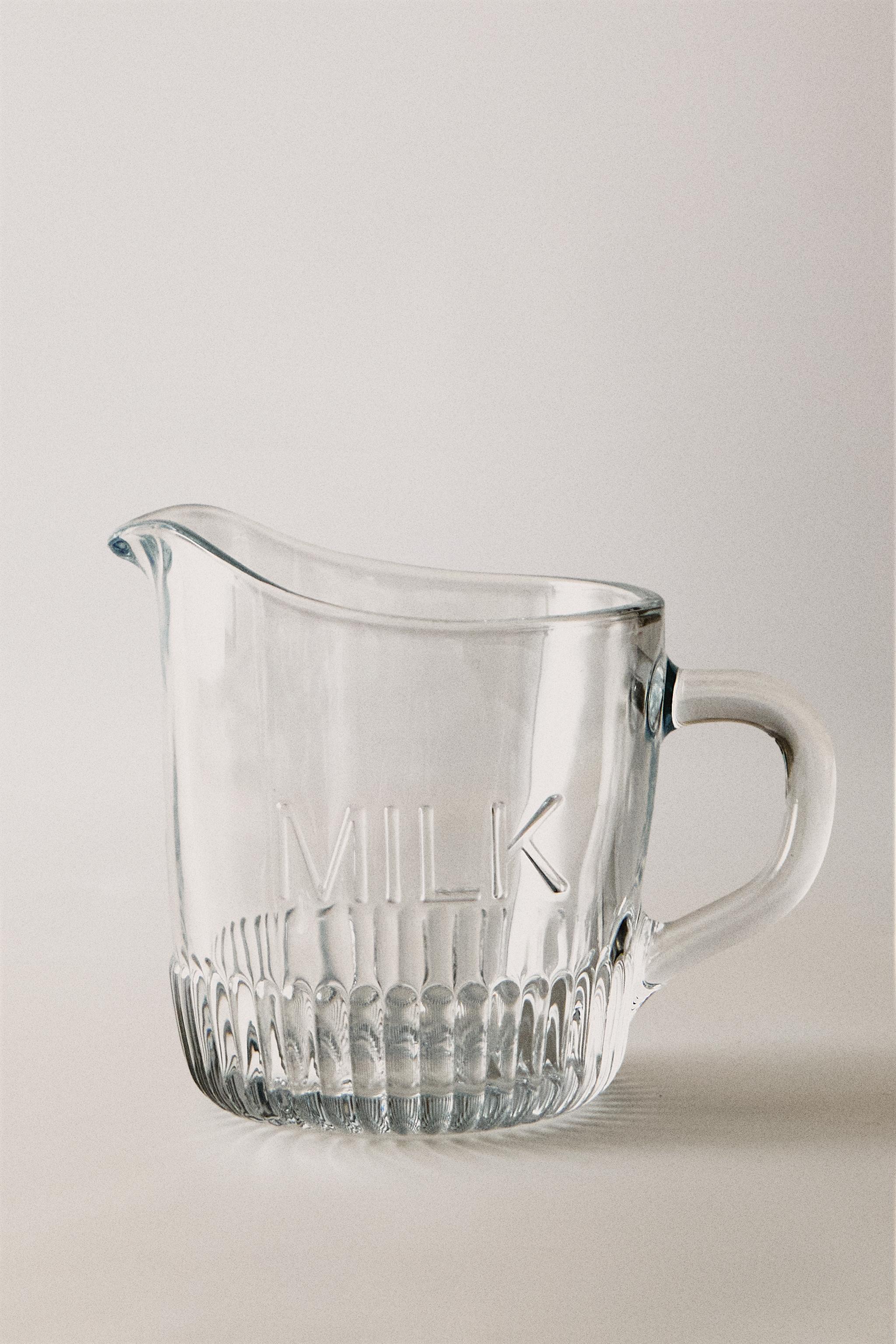 GLASS MILK PITCHER WITH STRIPED BASE