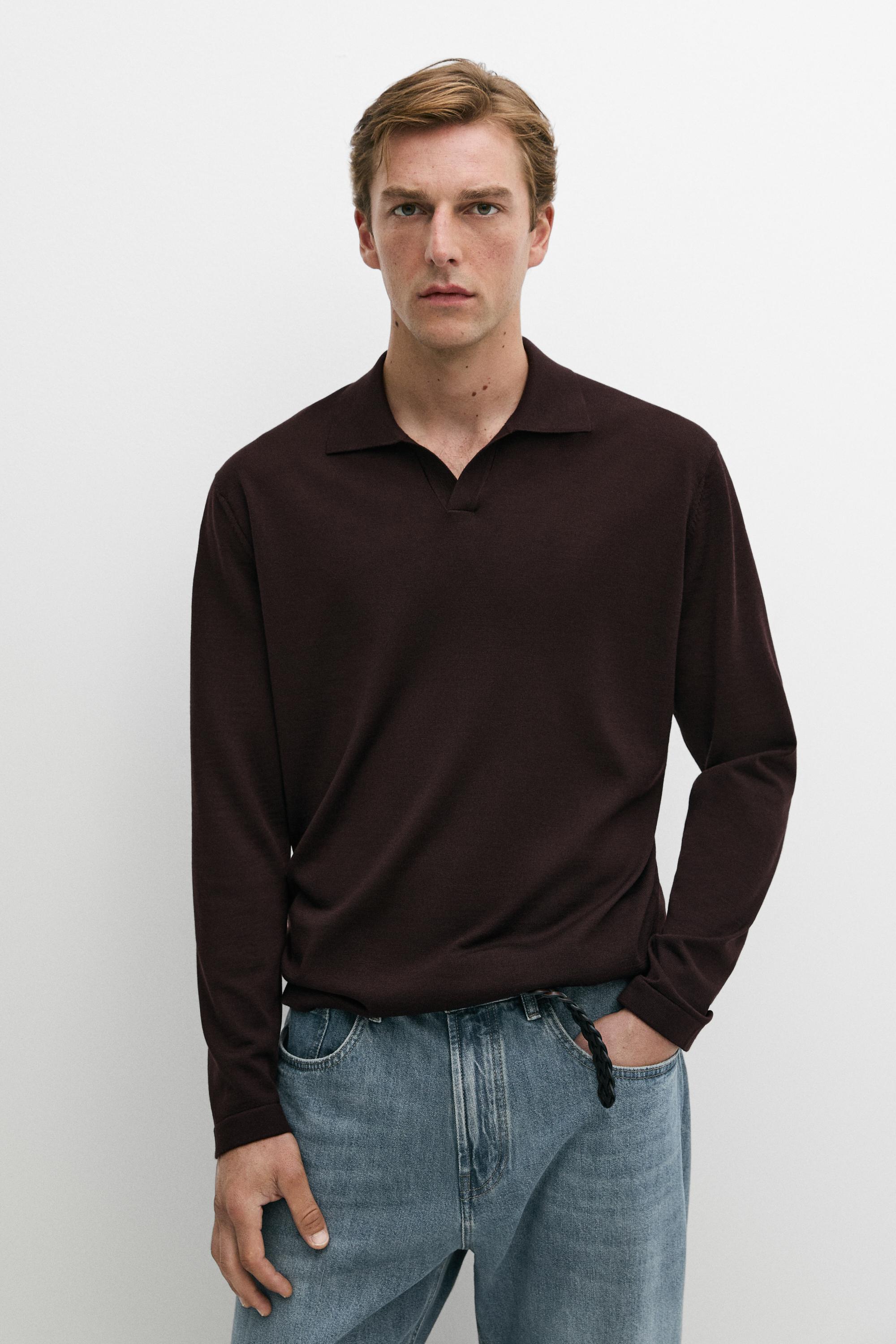 100% merino wool knit polo sweater — TYEFUXIA