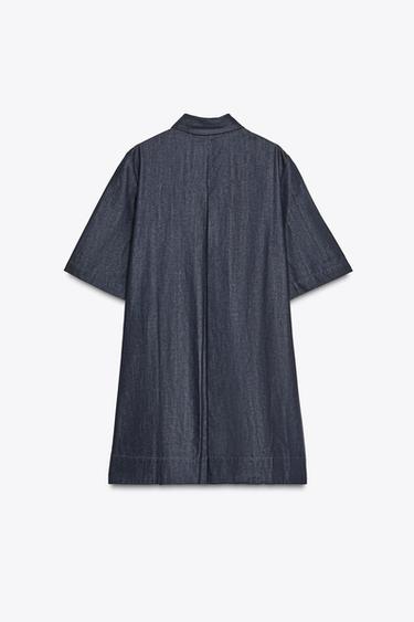 ZW COLLECTION DENIM MINI DRESS - Blue by Zara - Image 8