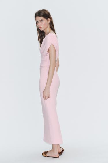 GATHERED MIDI DRESS - Mid-pink by Zara